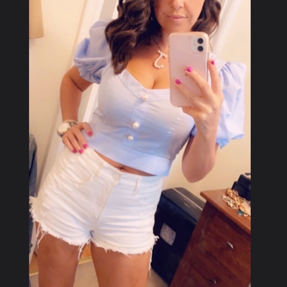 Zara sky blue crop top